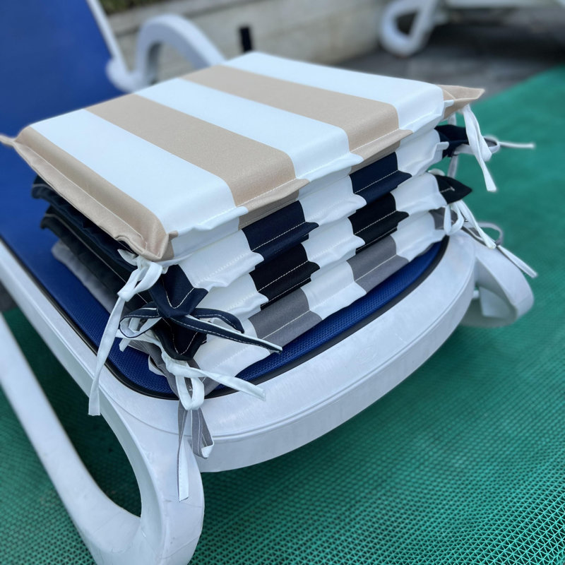 4PCS Outdoor Patio Seat Cushion Replacements With Ties, 15" X 15", Black And White Striped Pattern, Ideal For Comfort And Style In Gardens, Patios, And Dining Rooms