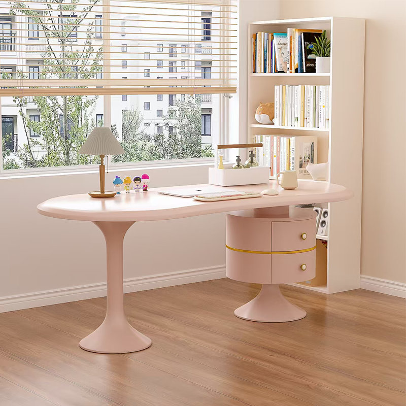 Bureau de style minimaliste léger et luxueux, Rose / Rose, H 29,53 po x l 55,12 po x P 23,62 po