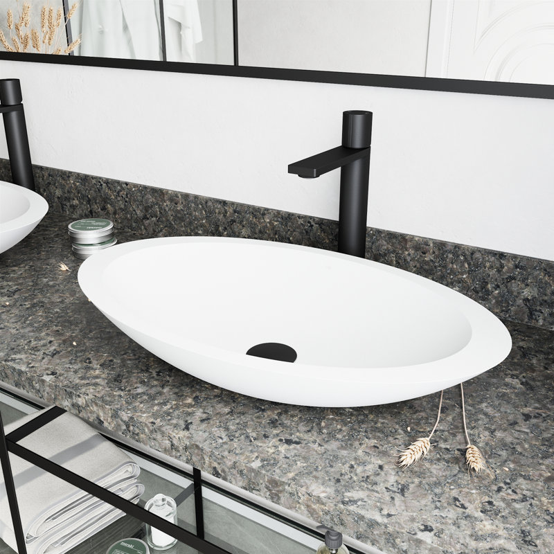 Lavabo de salle de bain vasque ovale en céramique blanc avec robinet Wisteria