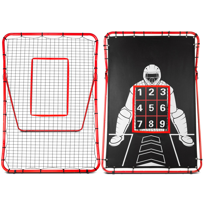 2 In-1 Baseball Rebounder And Pitching Net 9 Hole