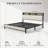 King Size Bed Frame, Platform Bed Frame with Charging Station, Upholstered Storage Headboard & Footboard Metal Slats Supports Mattress Foundation, No Box Spring Needed-624955272