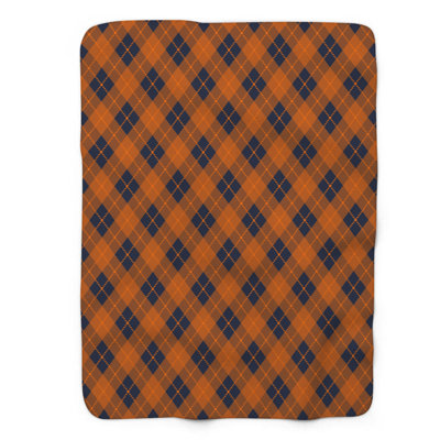 Navy Orange Vintage - 1 Piece Premium Sherpa Blanket
