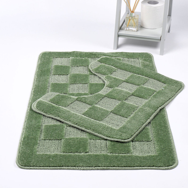 Emitte Polyester Blend Non-Slip Contour Mat, Sage Green