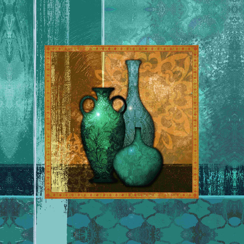 Moroccan Wall Art: 3 Moroccan Pots On Canvas Print
