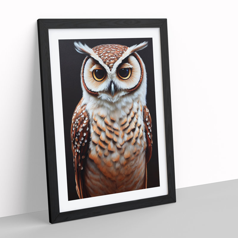 Owl Portrait No.5 - Framed Print, Black Framed, 34cm H x 25cm W x 2cm D
