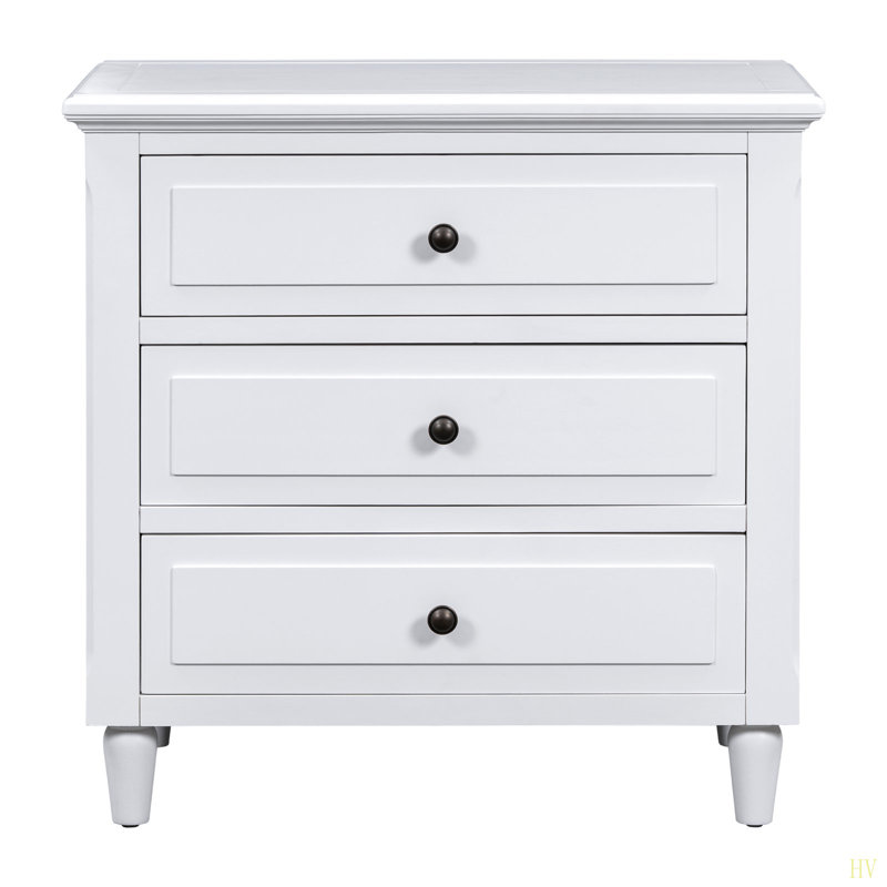 28''Painted Nightstand With 3 Drawers And Smooth Gliding Rails ,Simple Bedside Cabinet With Metal Handle, Minimalist Sofa Side Table With Rubber Legs For Bedroom Sofa Couch Office