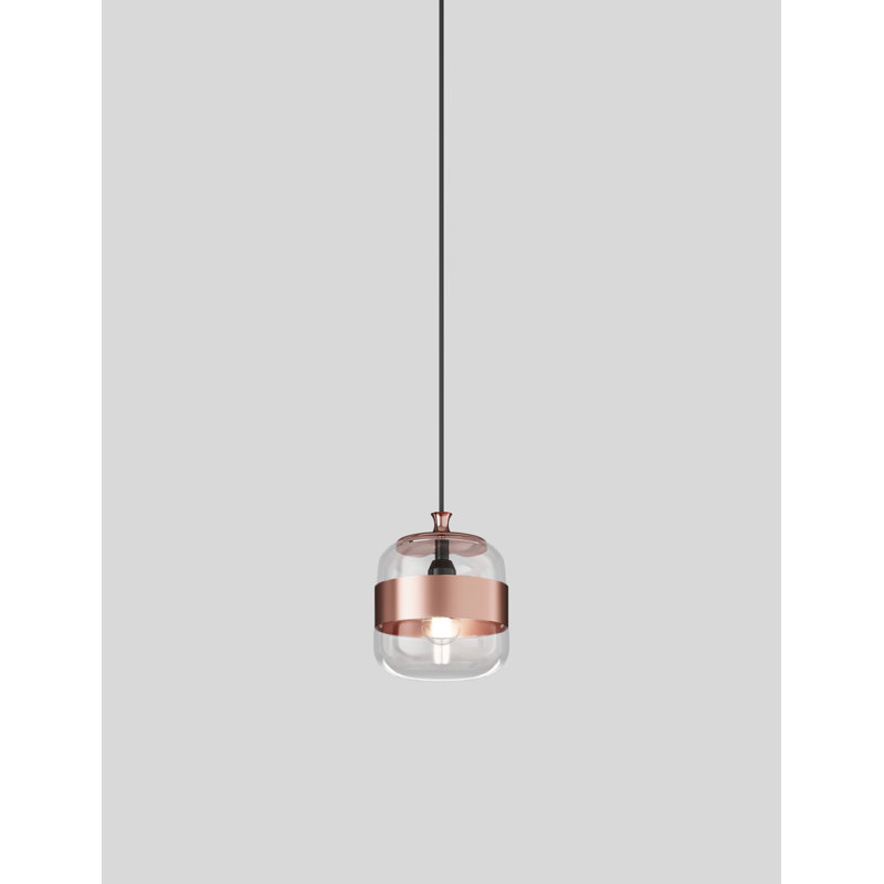 Futura 1 - Light Pendant, 88" H x 8" W x 8" D, Crystal/Copper, Matte Black/Glossy Copper