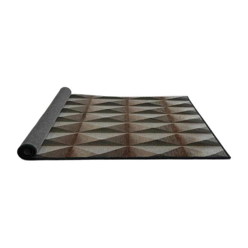 Tapis brun/gris à motifs, Rond 3 pi