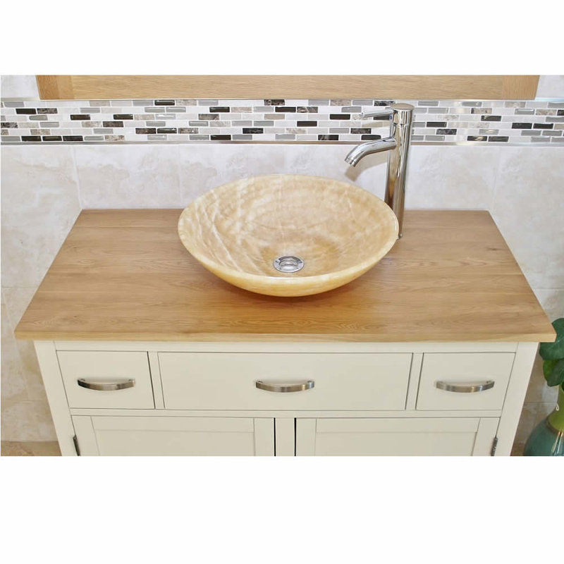 Duane 1000mm Single Bathroom Vanity with Vessel Basin, Golden Onyx Basin
