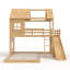 Lit superposé simple au dessus d'une maison double avec échelles, glissières, tablettes de rangement, garde-robe et maisonnette, naturel - Chambre d'enfant-1366894212