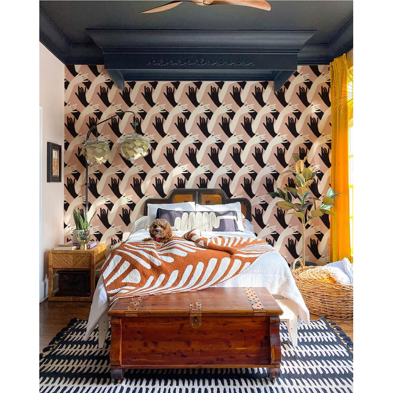 Connect Wallpaper by Natalie Papier, Dusty Blush, Non-Pasted, Paper