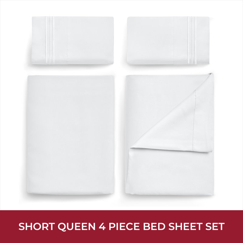 Mellanni 1800 Bed Sheets RV / Short Queen White, White