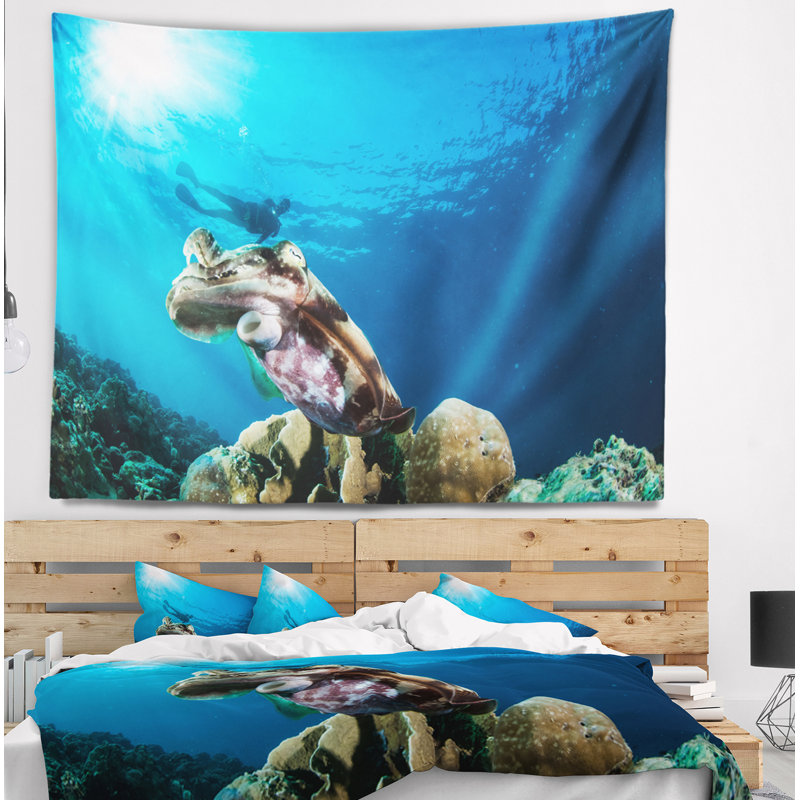 Tapisserie sous-marine seiche Broadclub Seashore, H 32 po x l 39 po