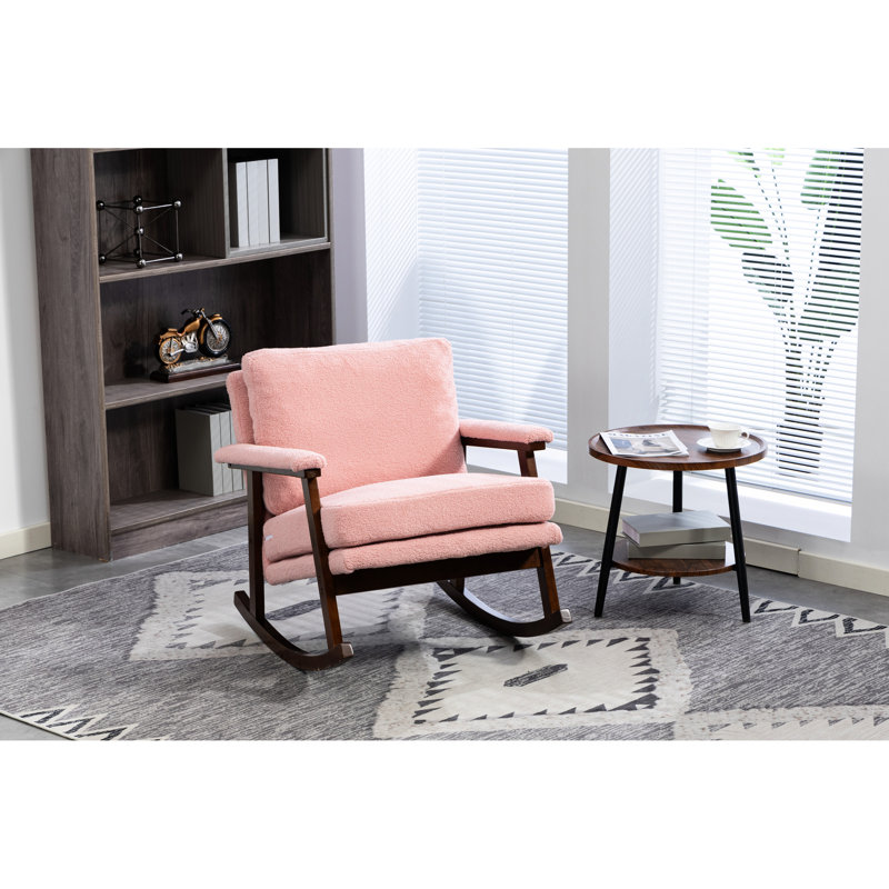 Chaise berçante rose Mid-Century moderne, éponge haute densité, rembourrage en coton, velours d'une capacité maximale de 250 lb, rembourrée,