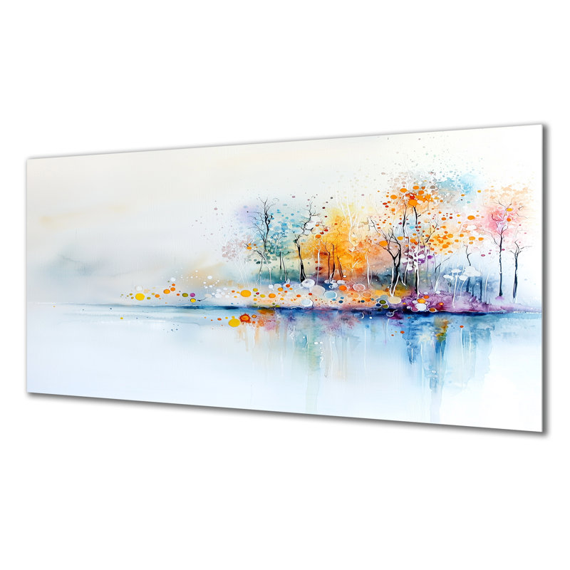 «Lake Eernal Balance In Autumn I», impression d'art mural en métal paysage, H 28 po x l 60 po x P 0,84 po