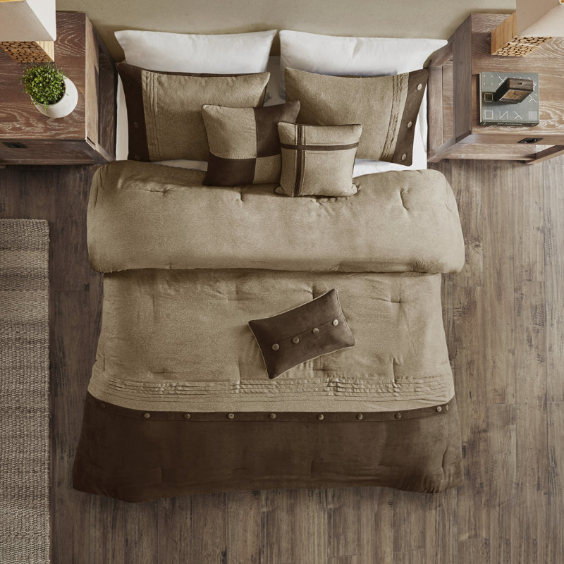 Faux suède 7 pièces - très grand brun, froissé - édredon literie vapeur, Brun
