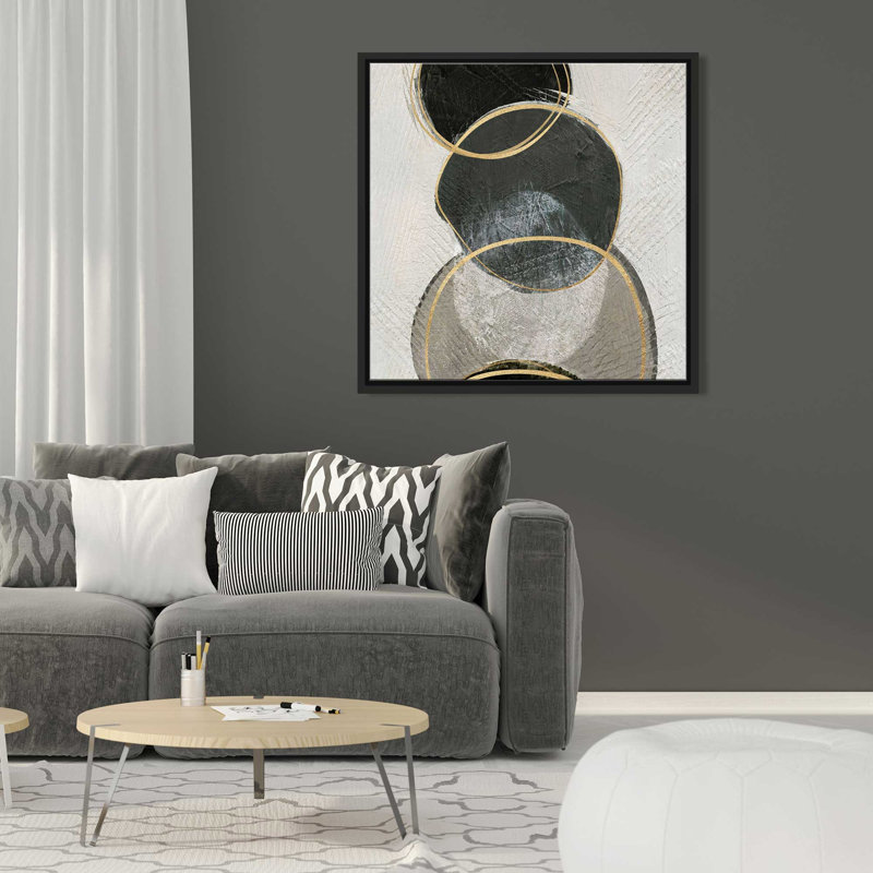 «River Rock II» par Susan Jill - Peinture, L 21,5 po x H 21,5 po, Cadre noir