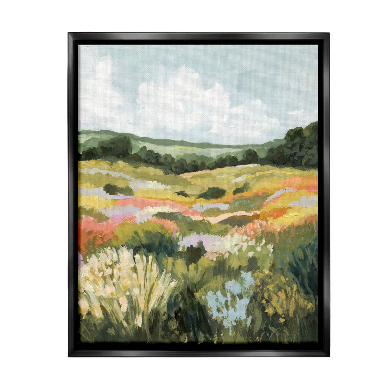 «Vast Meadow Landscape Floater Frame» par Victoria Barnes sur toile, Cadre flottant noir de jais, H 21 po x l 17 po
