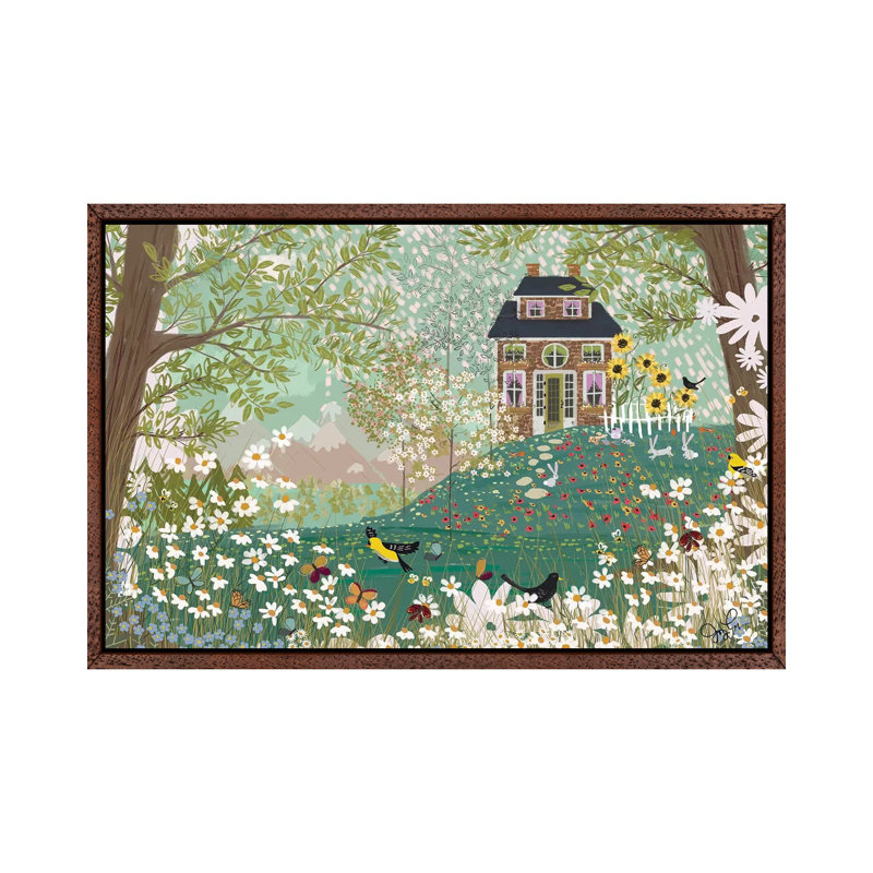 Garden Dream 1 Piece Painting on Canvas, 45.72cm H x 66.04cm W x 3.81cm D, Brown Framed