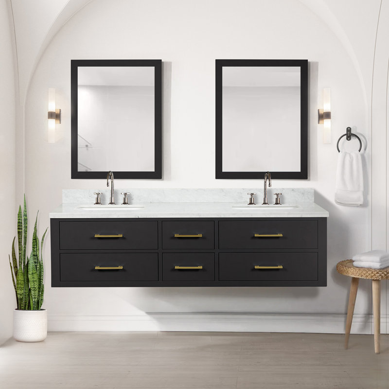 Meuble-lavabo double noir 72 po X P 22 po D, Noir