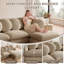 Canapés modulaires modernes, canapé 2 places en chenille avec pouf amovible, couleur camel-1199037001