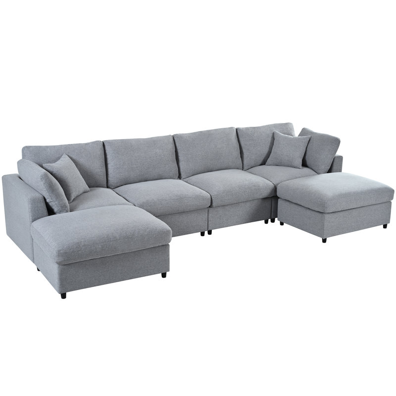 Large U Shaped Sectionals, 128 Inch Chenille Modern Sofa For Home