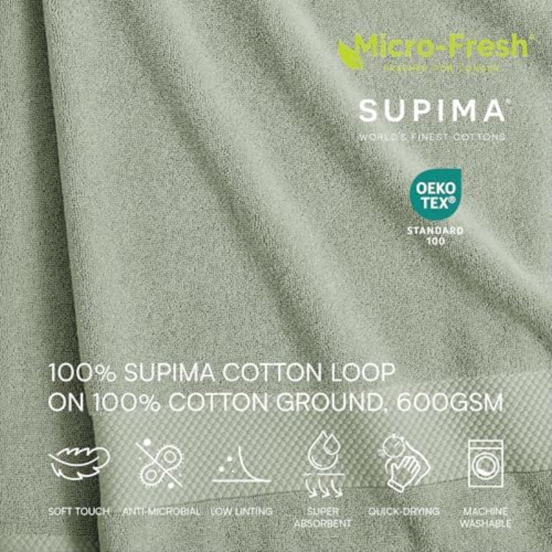 100% Supima Cotton Bath Towel, Aloe, 30" X 54" – Highly Absorbent & Quick Drying, Premium Super Soft Bath Towel, Bathroom Essential, Gift For All Occasions, Machine Washable