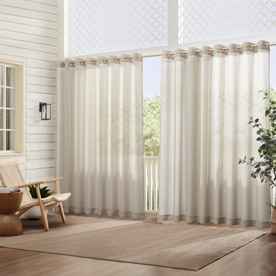 Prins Solid Sheer Indoor/Outdoor Grommet Single Curtain Panel