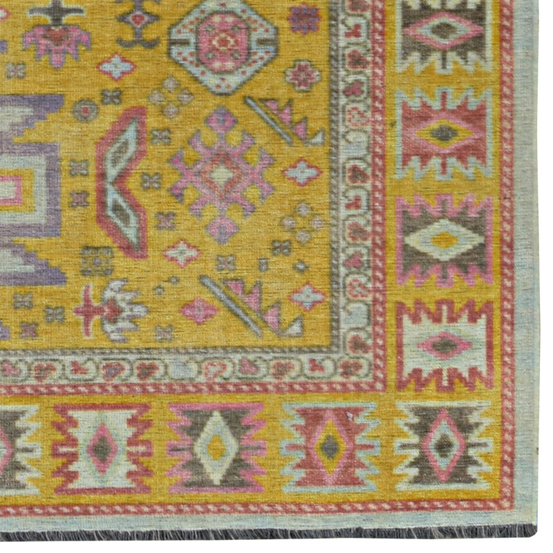 Laurel Sivas Machine Woven Polyester Area Rug in Yellow, Rectangle 5' x 7'