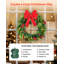 Couronne de Noël, couronne de Noël artificielle pré-éclairée de 24 pouces avec 50 lumières DEL et minuterie, décorée avec des pommes de pin, des grappes de baies rouges, des feuilles de houx, convient pour une fenêtre de porte de foyer