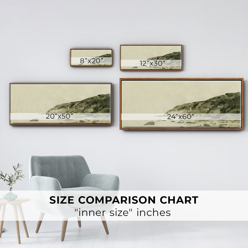 Distant Shore II- Framed Canvas, 12" H x 30" W