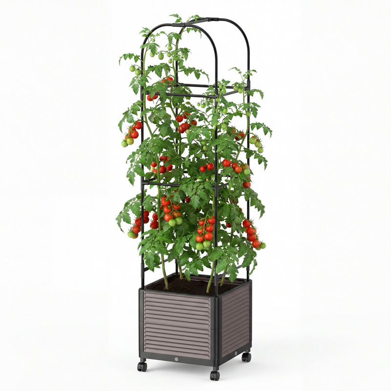 Boîte à fleurs surélevée avec roulettes Carlinda