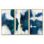 «Blue Glam Texture I», ensemble de 3 toiles murales modernes et contemporaines