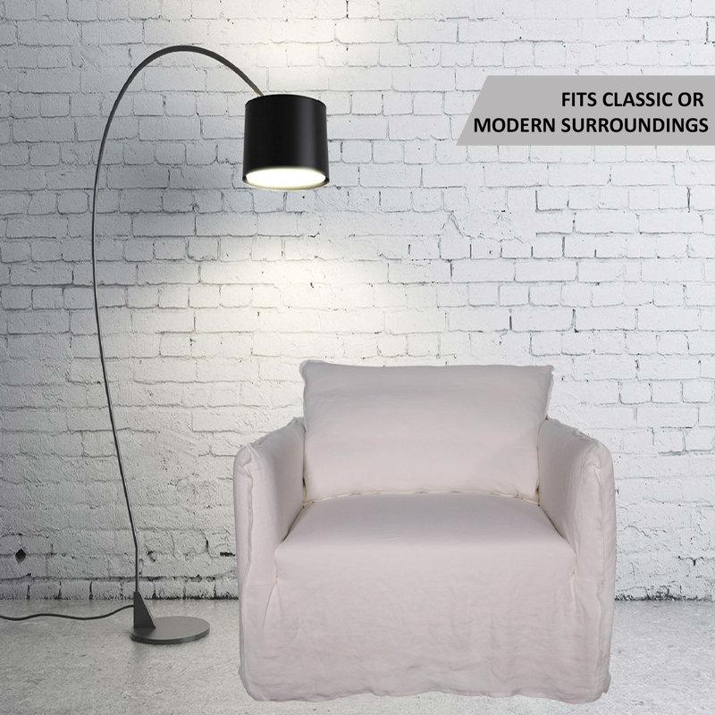 Linen Swivel Slipcovered Armchair