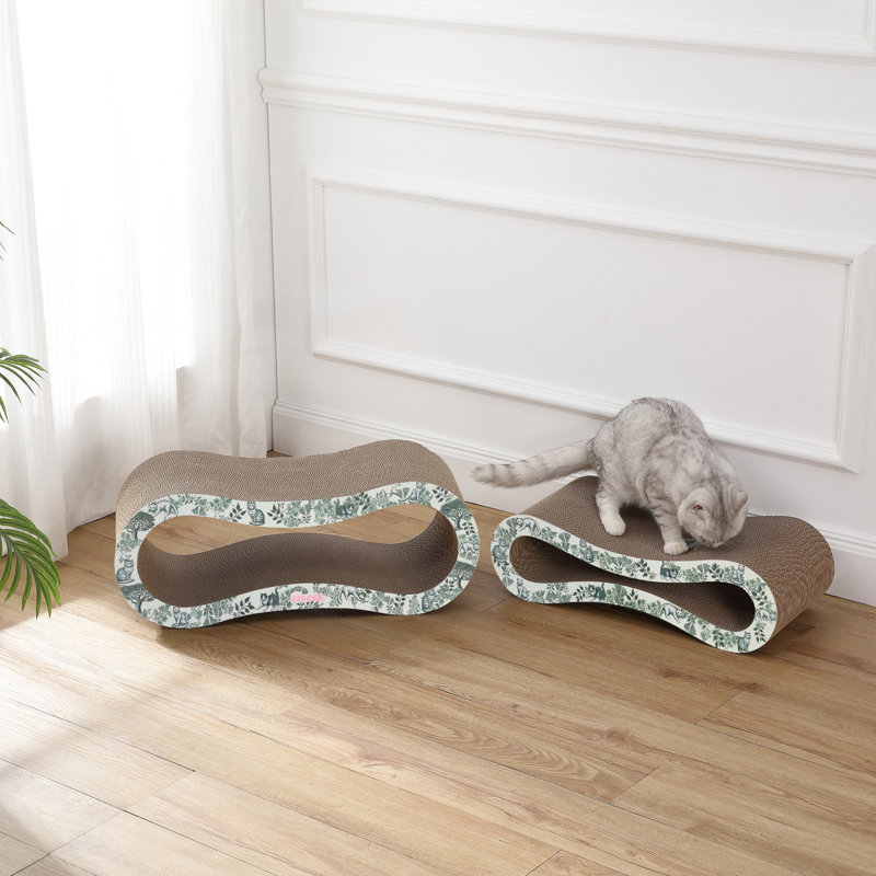 Suvi 26" Modern Cardboard Infinity 2-in-1 Lounge Bed Cat Scratcher with Catnip