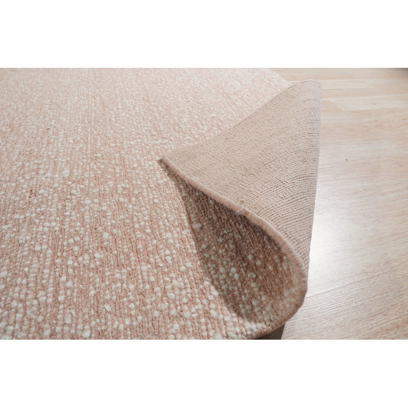 Ivory Hand-Knotted Wool Subtle Speckled Geometric Modern Contemporary Carpet Rug, 6' x 9'