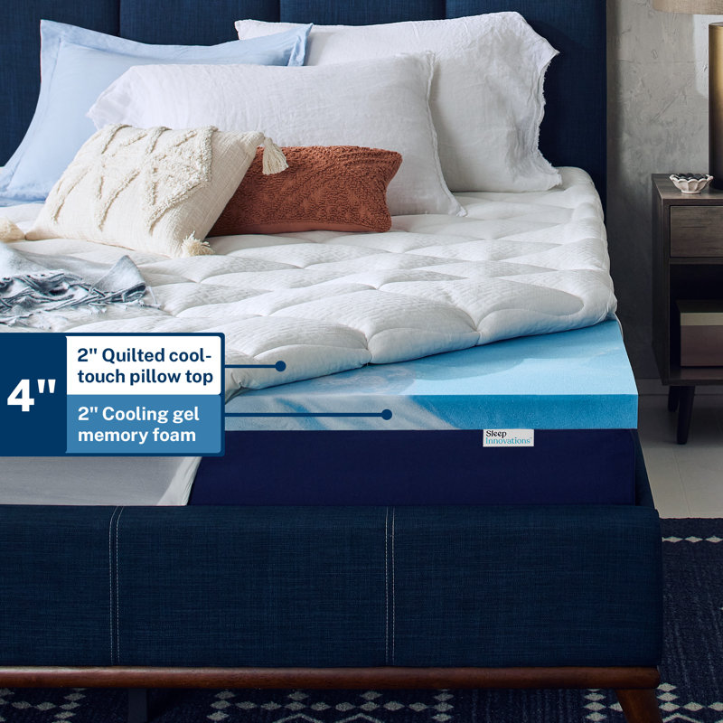 Queen Size Cooling Gel Memory Foam Mattress Topper