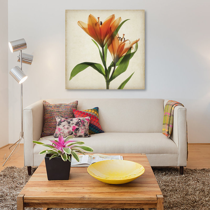 «Parchment Flowers X», impression sur toile, H 18 po x l 18 po x P 1,5 po, Toile tendue, Pas de tapis