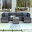 Ensemble de conversation modulaire en rotin avec coussins 8 pièces Hillcroft-419189565-419380743