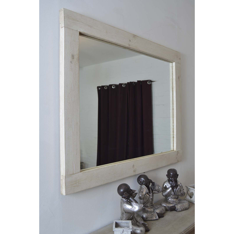 Moshe Wood Flat Wall Mirror, Light Natural, 122cm H x 91cm W