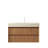 36" Floating Bathroom Vanity With Travertine Sintered Stone Top, Ceramic Undermount Sink & Striped Wood Drawer Design, Pre-Assembled-1164838718