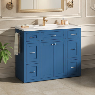 Meuble-lavabo de salle de bain avec lavabo en céramique