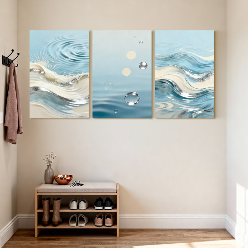 «Abstract Water Waves Sunlight Bubbles Reflections», ensemble de 3 impressions sur toile, H 18 po x l 36 po