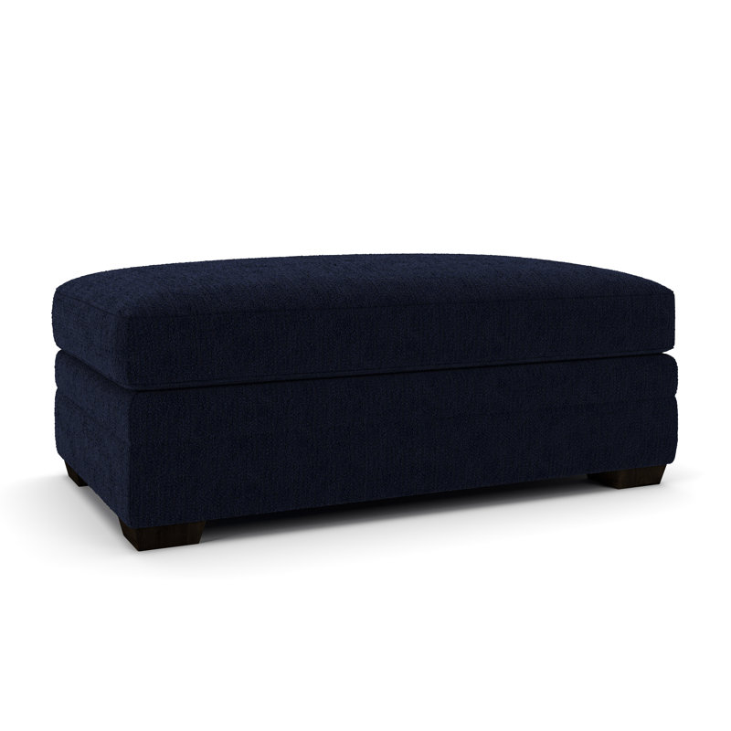 Edan Upholstered Ottoman, Davis Ink Performance Bouclé