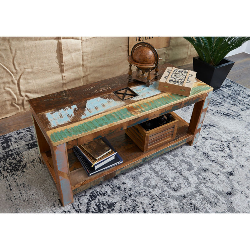 Nature Of Spirit Solid Wood Four Leg Coffee Table with Storage
