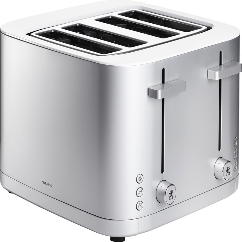 Silver Stainless Steel 4-Slice Digital Toaster with Wide Slots