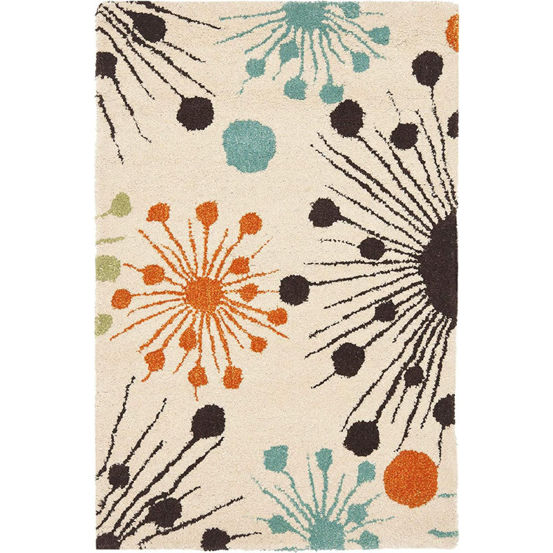 Amier Hand Tufted Wool And Viscose Floral Rug, Rectangle 2' x 3'