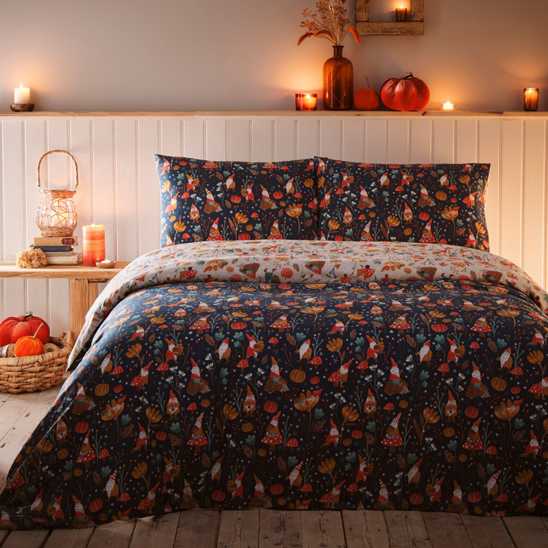 Gonks And Friends 100% Polyester (Recycled) Floral Duvet Cover Set with Pillowcases