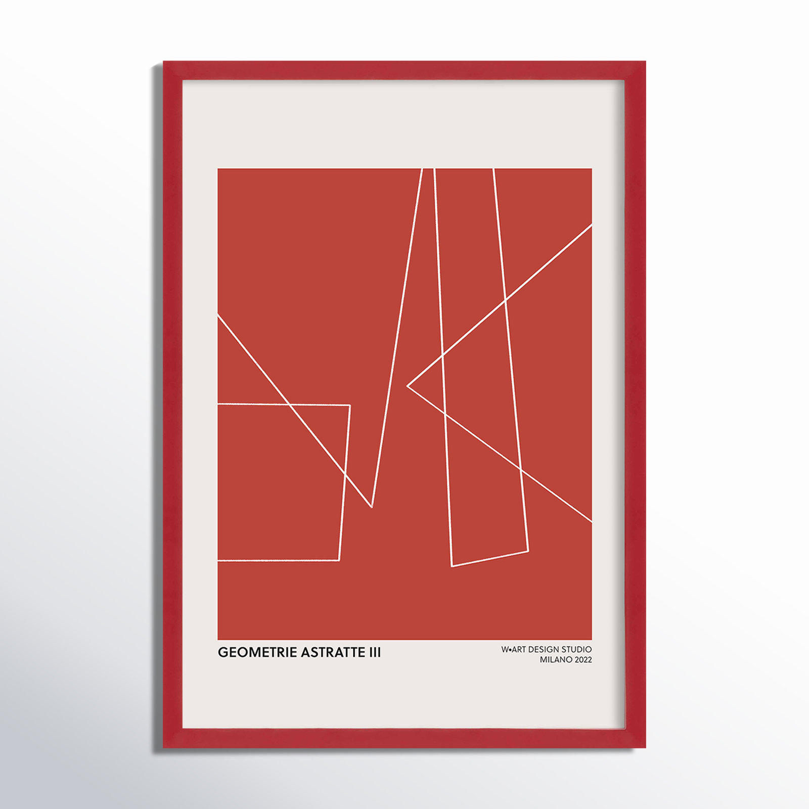 Geometric Abstraction In Red by Romina Gadler, Red, 38" H x 26.5" W x 1.25" D