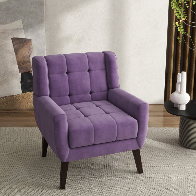 Jaqueze Upholstered Polyester Tufted Square Arm Accent chair, Velours mauve Jaqueze